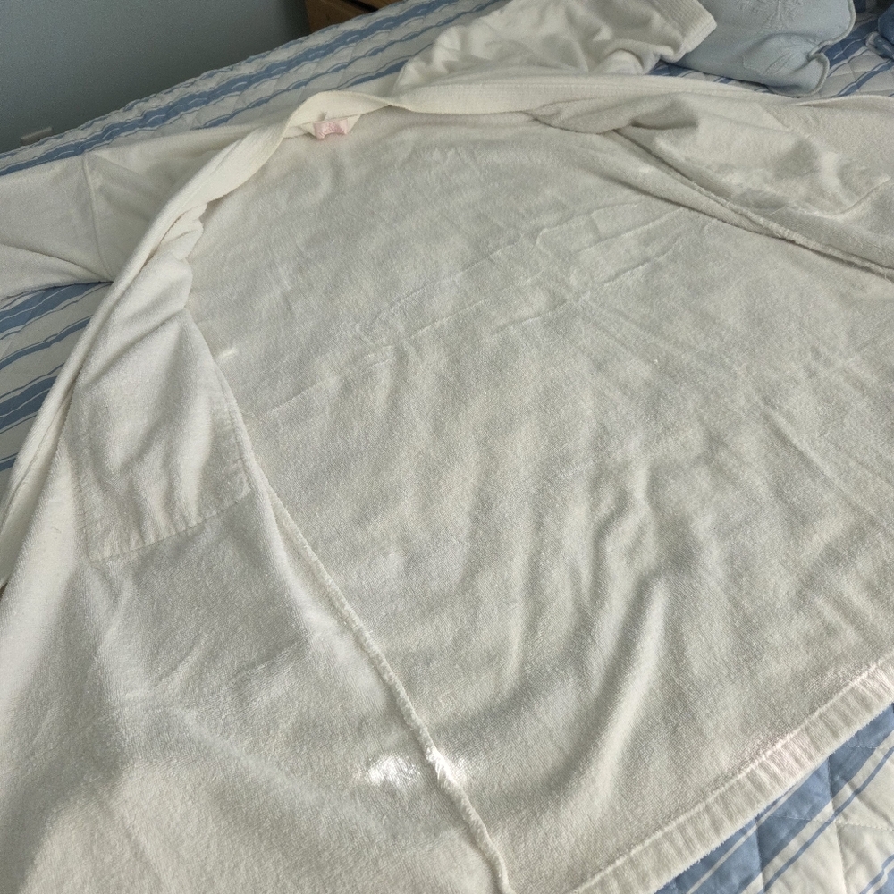 Just For Women White Cotton Terry Spa Robe - 1X/2X - Picture 8 of 13